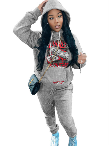 Herren sportliches Hoodie- und Jogginghose-Set mit auffälligem Grafikdruck Echoarchiv