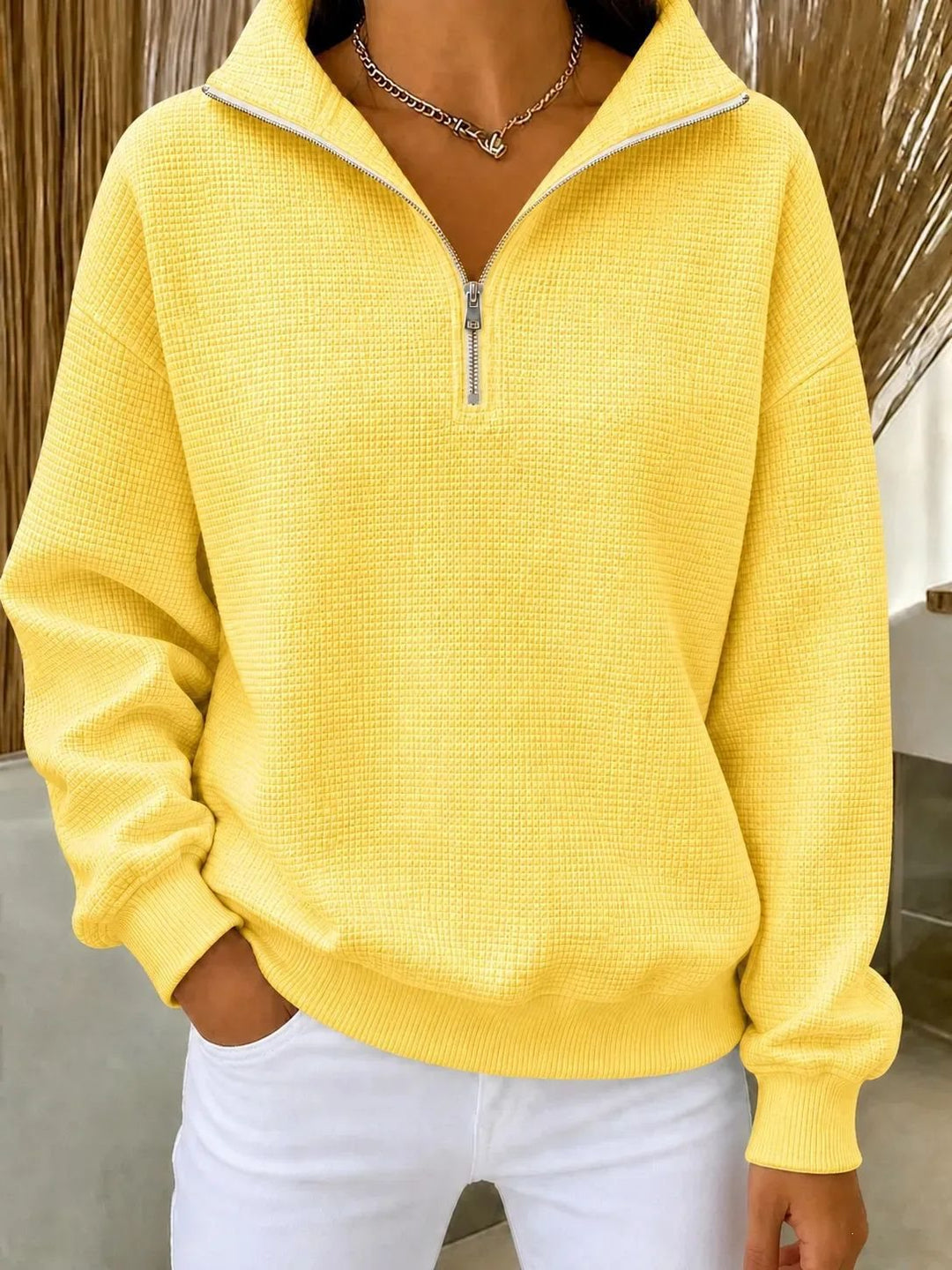 Damen Stepp-Fleece-Pullover mit halbem Reißverschluss und Stehkragen Echo Archiv