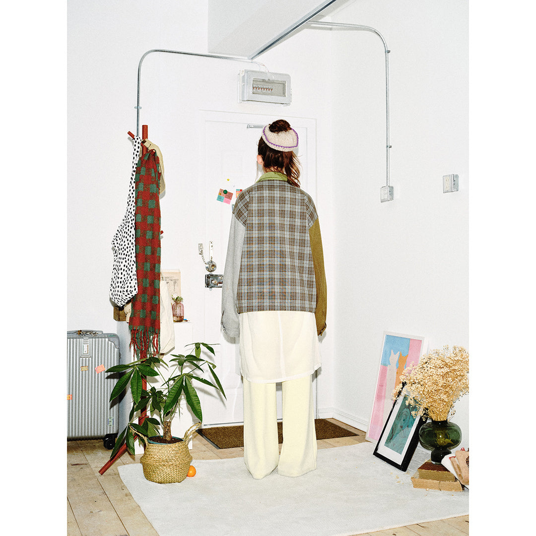 Damen Patchwork‑Blousonjacke im Boxy‑Cut mit Kordkragen Echoarchiv