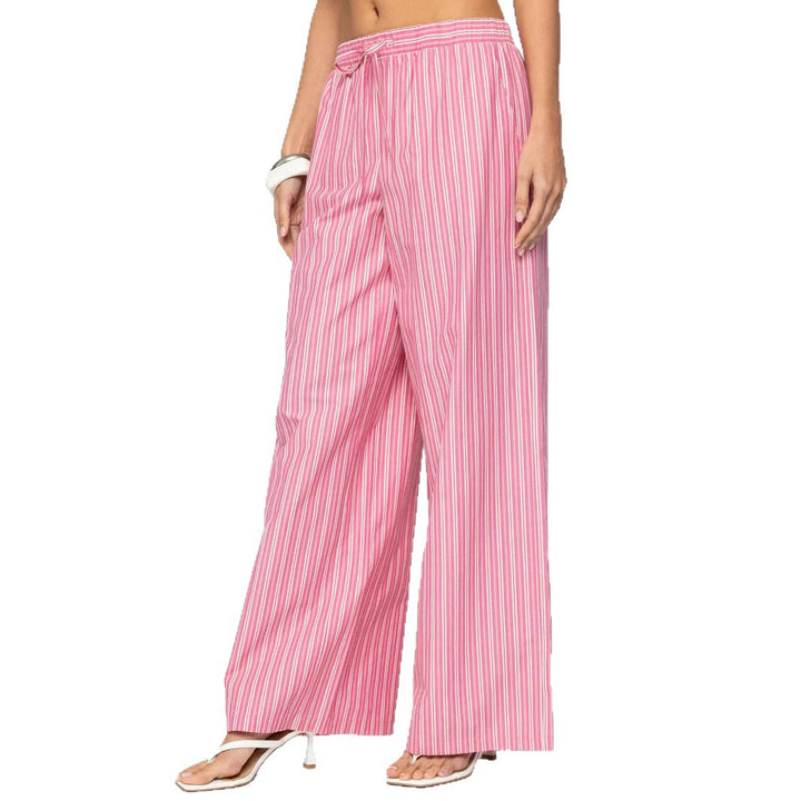 Damen Leichte Palazzohose mit weitem Bein, Tunnelzug und Eingrifftaschen – Avérine