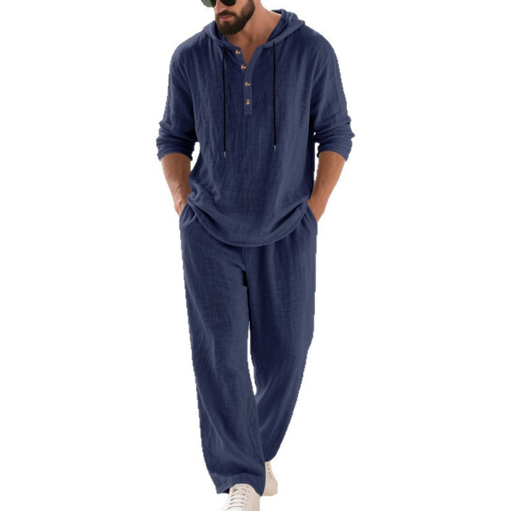 Herren lässiges Leinen-Hoodie-Set mit praktischen Taschen und entspannter Passform Echoarchiv