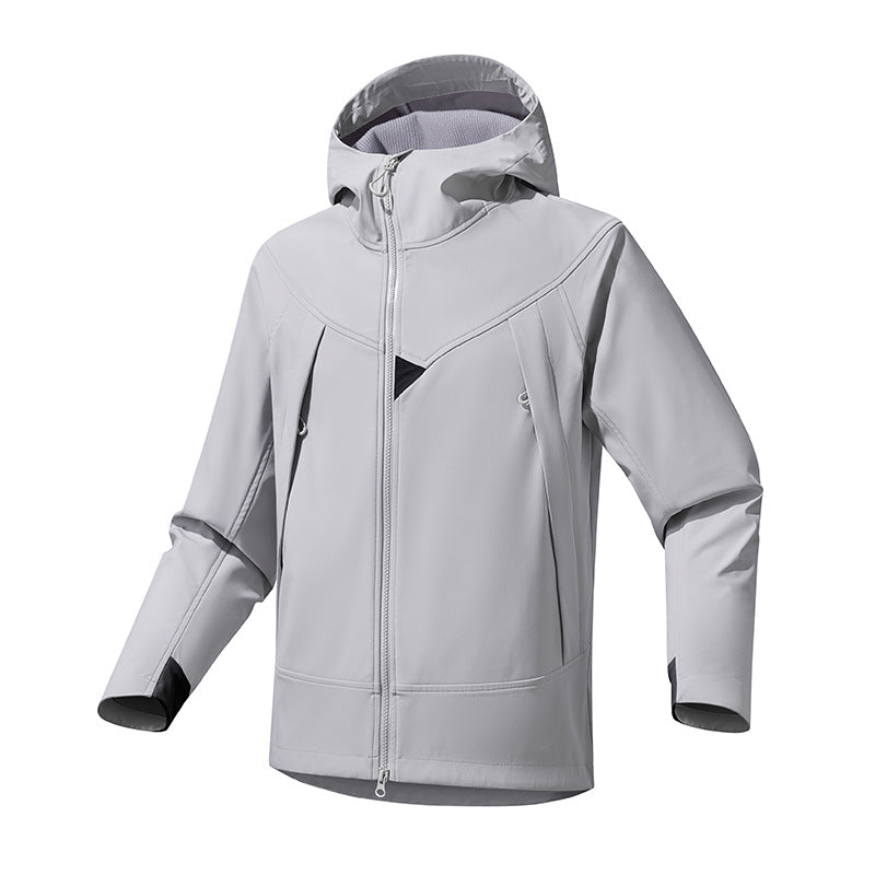 Herren Technische Softshell-Outdoorjacke mit Kapuze winddichtem Stretch und Zwei-Wege-Reißverschluss Echo Archiv