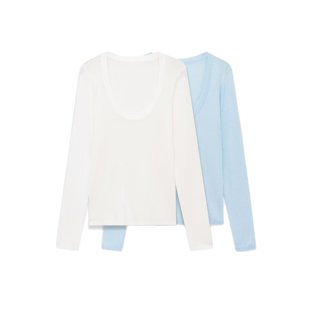 Damen Feinstrick-Pullover mit tiefem U-Ausschnitt und schmaler Silhouette Echoarchiv