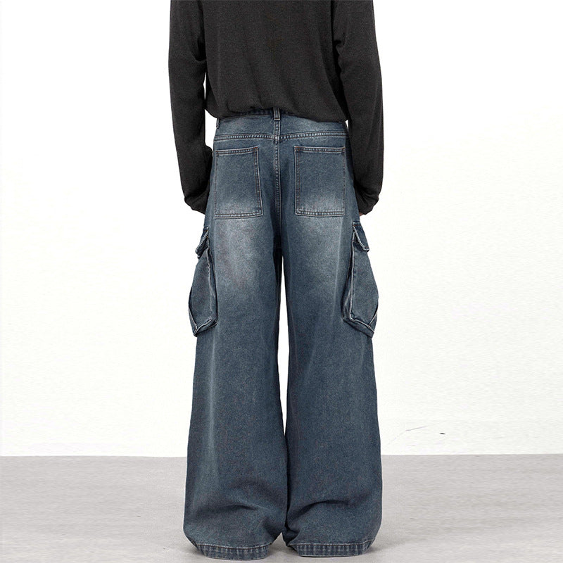 Herren Extraweite Paneel-Denim-Cargohose im weiten Baggy-Cut mit Kniepaneelen Echo Archiv