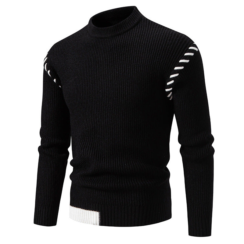 Herren modischer Strickpullover mit hohem Kragen und einzigartigem Zopfdesign Echoarchiv