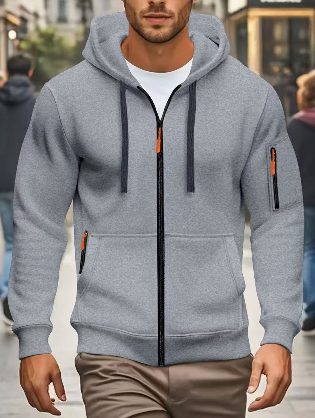 Herren sportliche Kapuzenjacke mit funktionalen Reißverschlusstaschen Echoarchiv