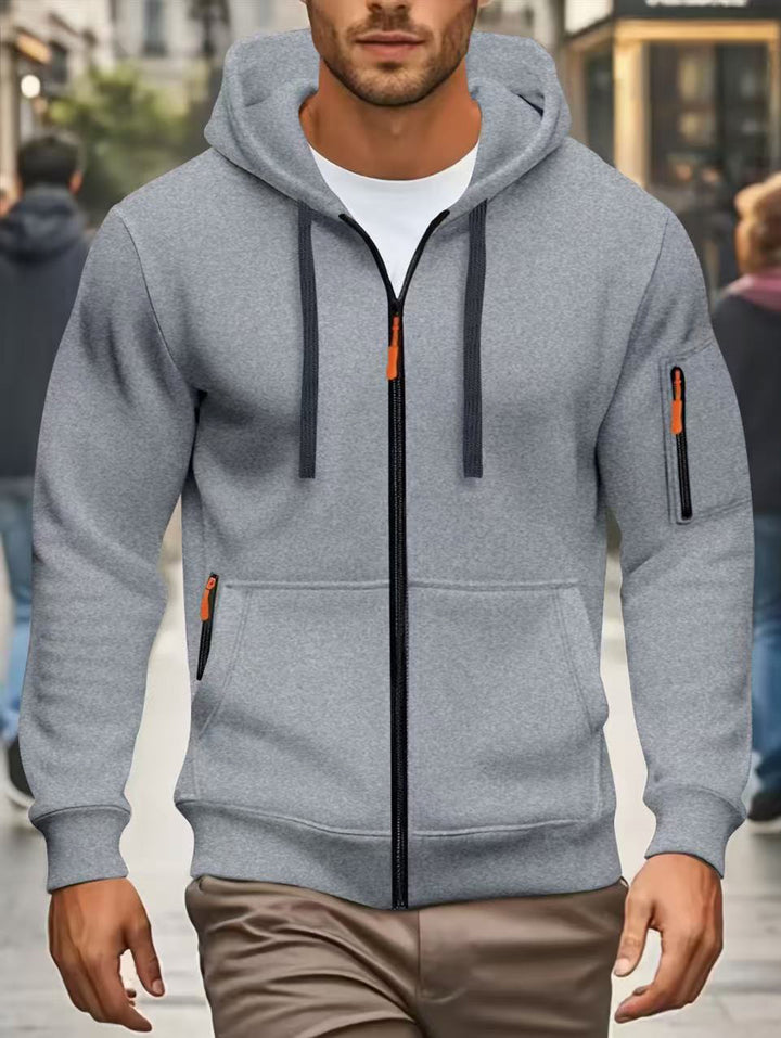 Herren sportliche Kapuzenjacke mit funktionalen Reißverschlusstaschen Echoarchiv