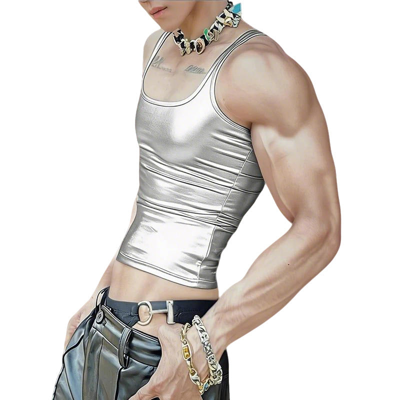 Damen nan tailliertes Glanz-Tanktop mit Racerback und feiner Nahtverarbeitung Echo Archiv