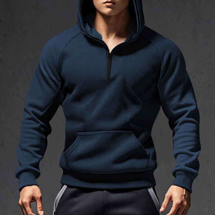 Herren sportlicher Kapuzenpullover mit halbem Reißverschluss und Kängurutasche Echoarchiv