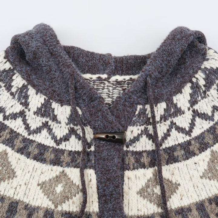 Damen Kapuzen-Strickjacke im Norwegerstil mit Knebelverschlüssen Echoarchiv