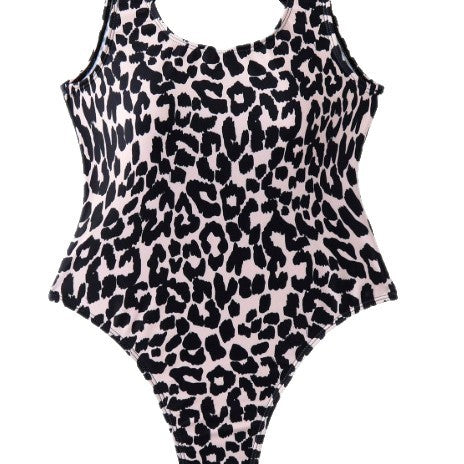 Damen Einteiler Badeanzug mit Leopardendruck und modernem Schnitt Echo Archiv