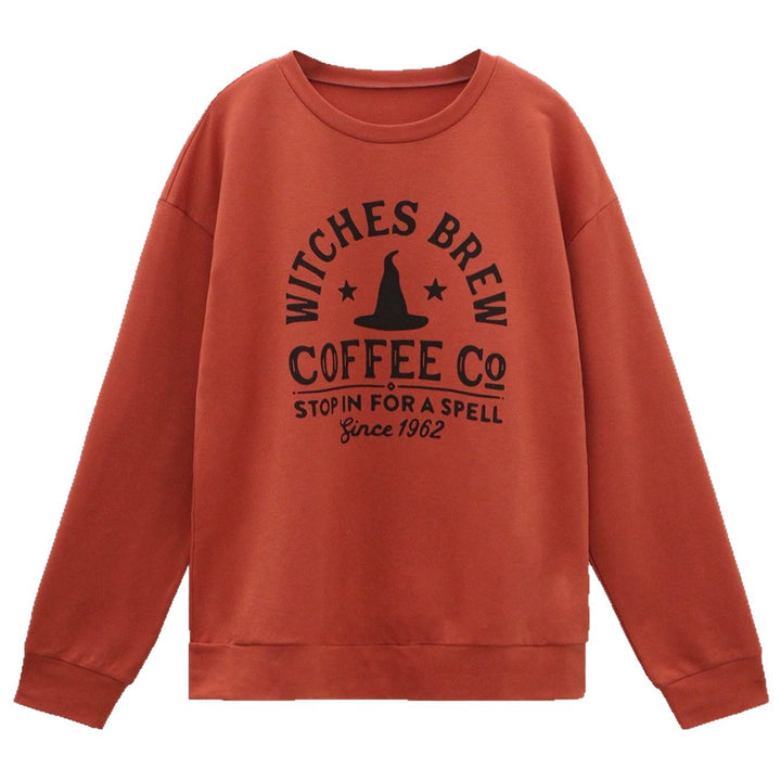 Damen Weit Geschnittenes Baumwoll-Sweatshirt mit Vintage-Hexenprint – Avérine