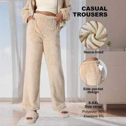Damen Kuschelige Lounge‑Hose mit weitem Bein, Fleecegefüttert und Kordelzug – Avélisse