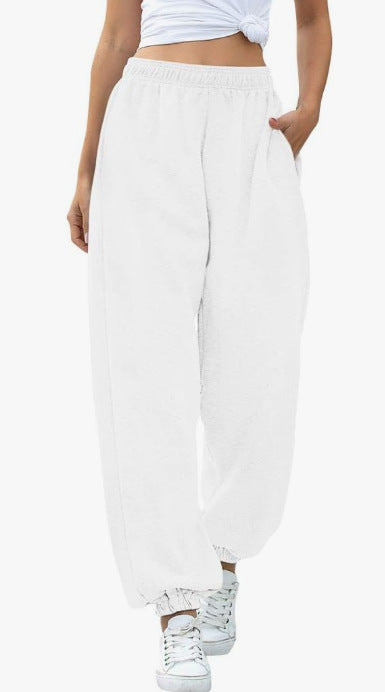 Damen nan weite High-Waist Jogginghose aus weichem Fleece mit elastischem Bund, Eingrifftaschen und engen Saumbündchen Echo Archiv