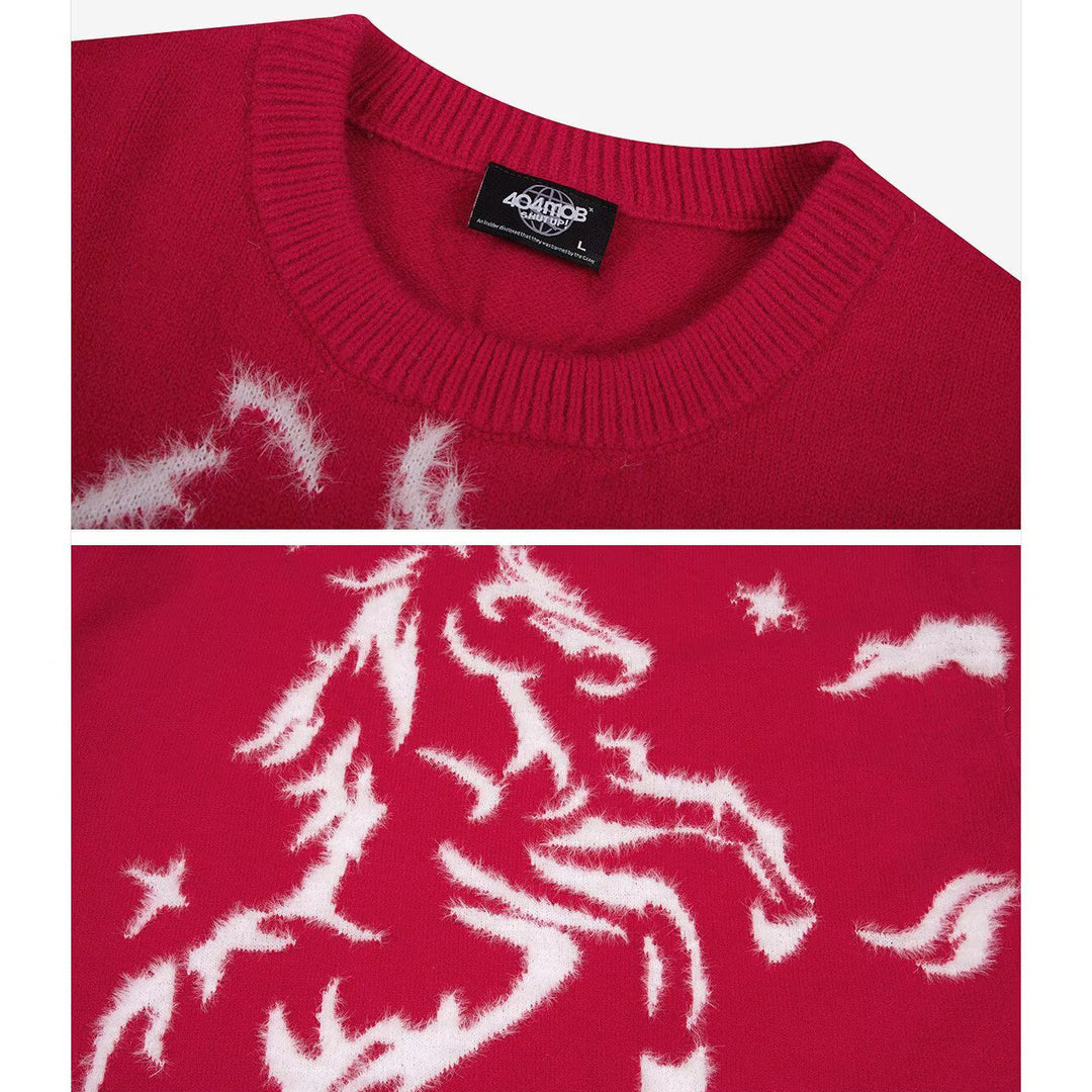 Damen Kuscheliger Oversized Pullover mit Einhornmotiv Echoarchiv