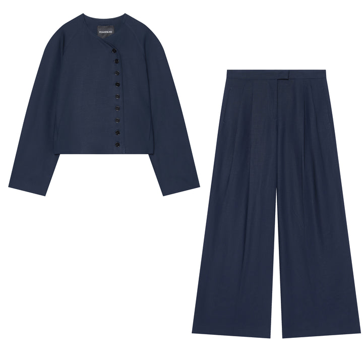 Damen weite High‑Waist Culottehose mit Bundfalten und verdecktem Verschluss Echo Archiv