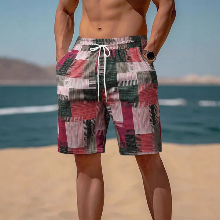 Herren stylische Bade-Shorts mit modernem Graphikmuster Echoarchiv