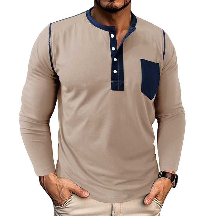 Herren Langarmshirt mit modernem Henley-Kragen Echoarchiv