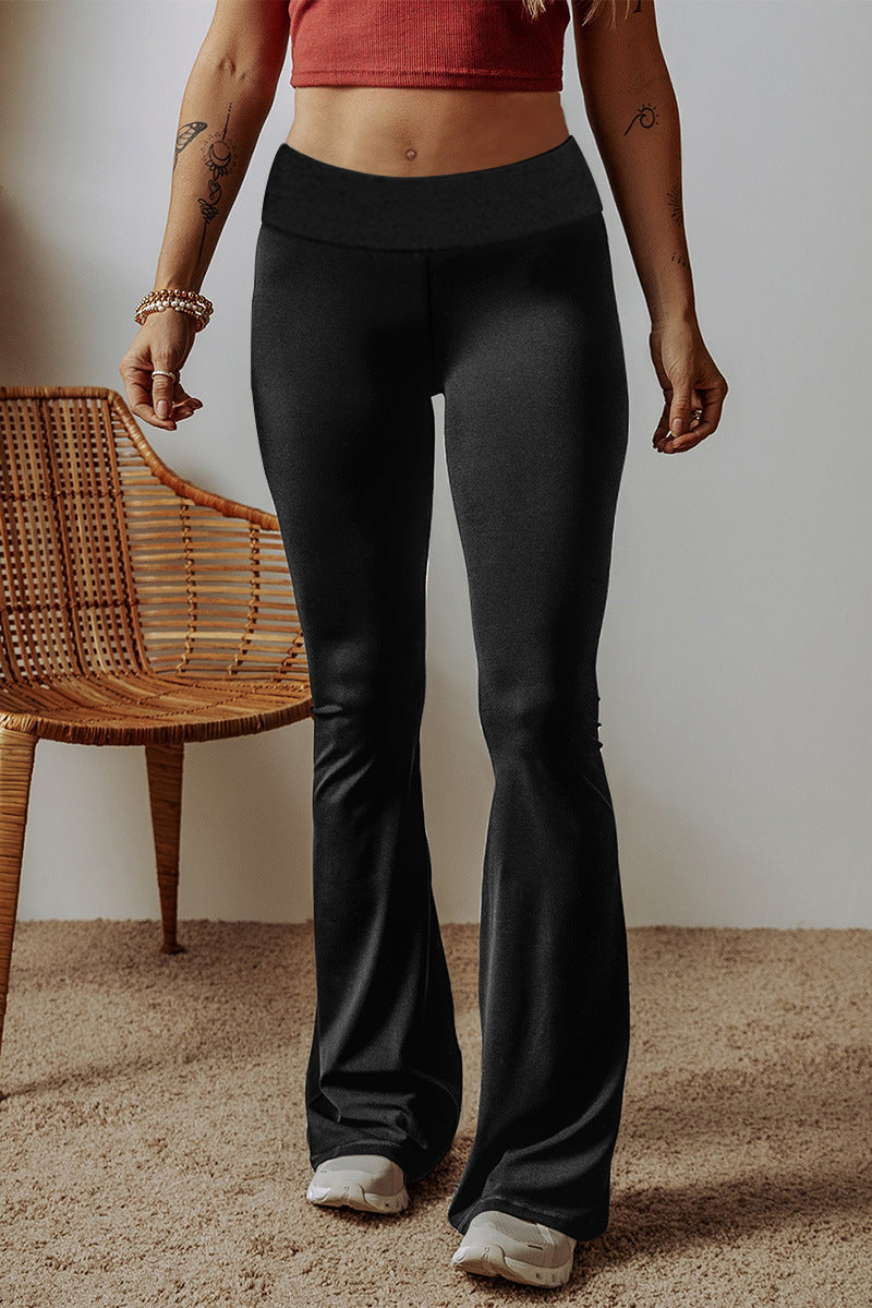 Damen High-Waist Flare-Hosen aus Stretch-Jersey mit weitem Schlag Echoarchiv