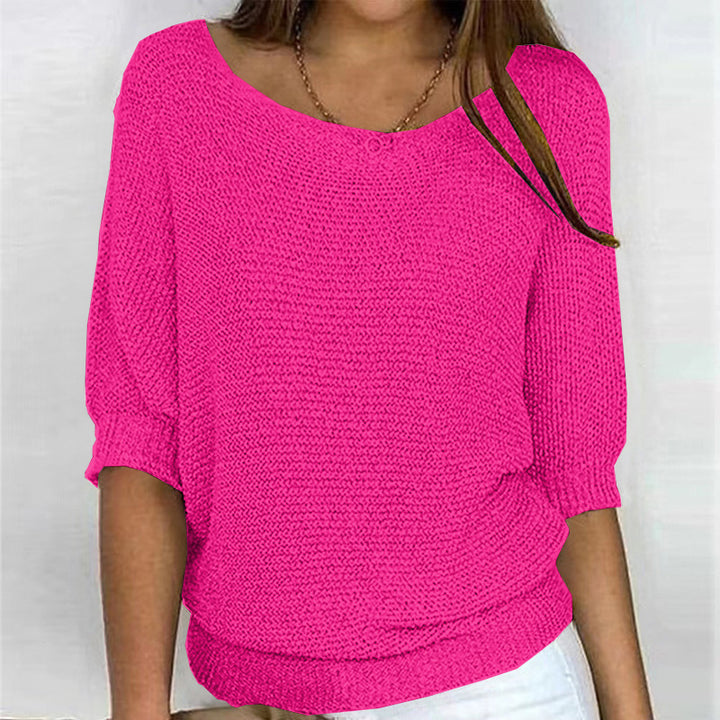 Damen nan legerer kastiger Feinstrickpullover mit weitem Ausschnitt Echo Archiv