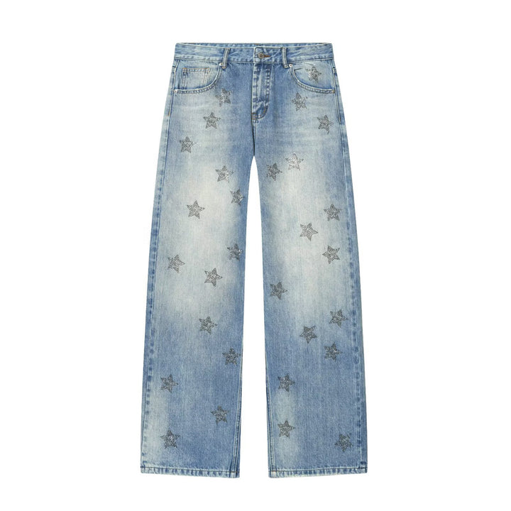 Damen nan weite Highwaist-Jeans mit Stern-Applikationen und Five-Pocket-Schnitt Echo Archiv