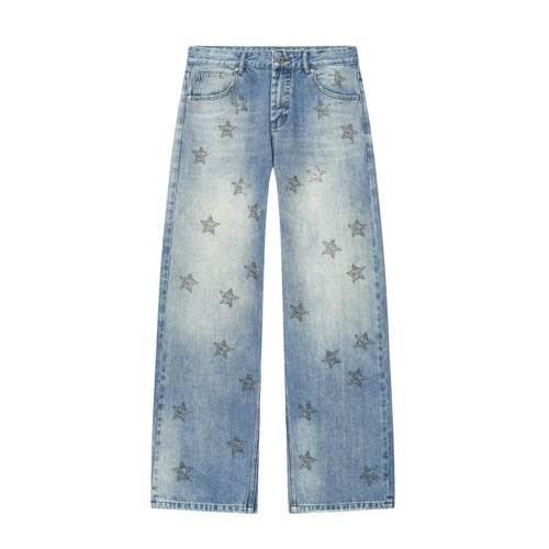 Damen nan weite Highwaist-Jeans mit Stern-Applikationen und Five-Pocket-Schnitt Echo Archiv