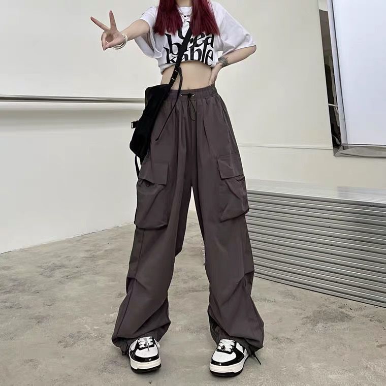 Damen nan weite Cargo-Hose mit Tunnelzugbund, verstellbarem Saum und Mehrfachtaschen Echo Archiv