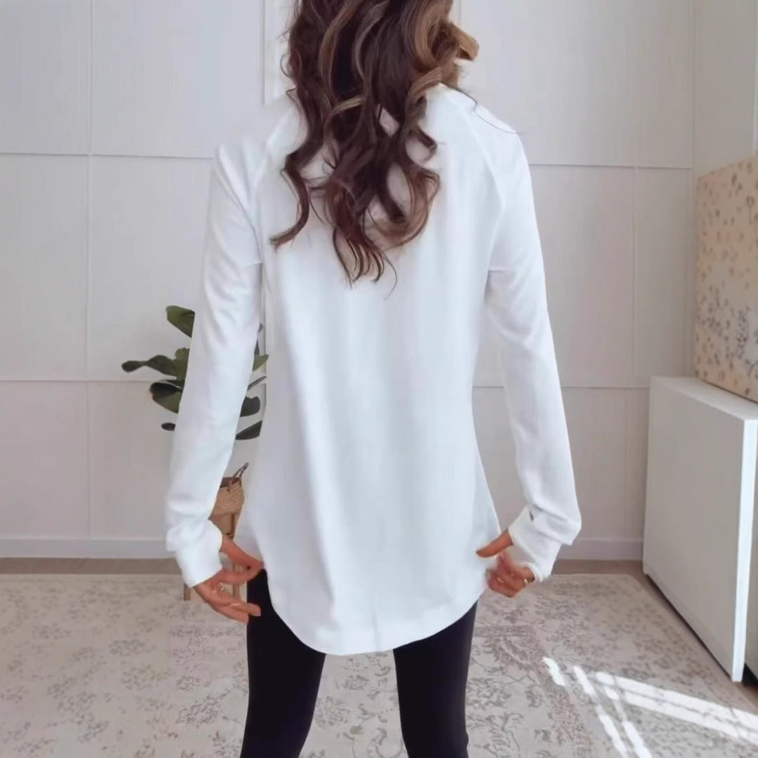 Damen nan verlängertes Langarmshirt-Tunika mit Rundhalsausschnitt und Daumenlochärmeln Echo Archiv