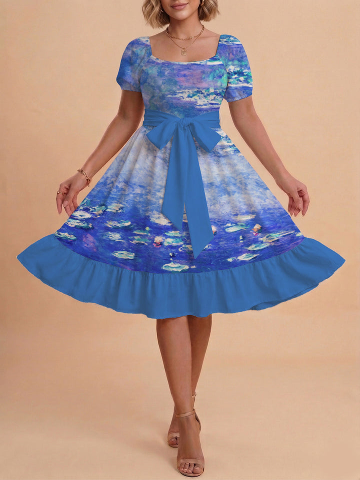 Damen schickes Glitzerkleid mit tailliertem Schnitt und Rüschensaum Echo Archiv