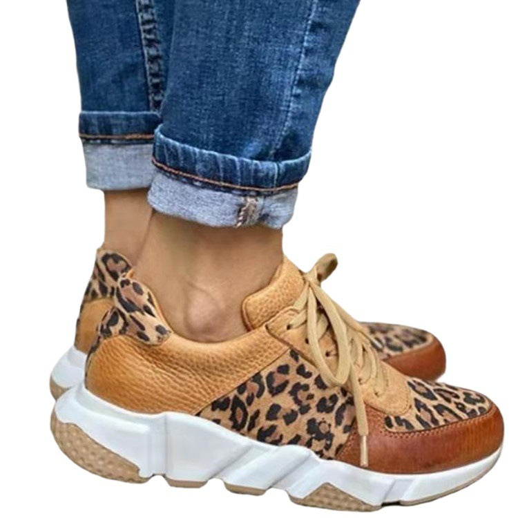 Damen nan sportive Plateau-Sneaker mit Animalprint-Einsätzen, dämpfender EVA-Zwischensohle und gepolstertem Komfortfußbett Echo Archiv