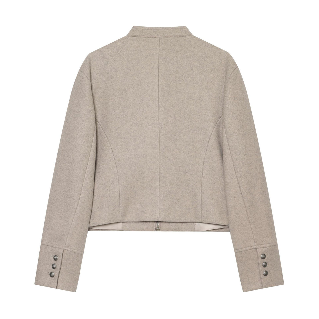 Damen Kurzjacke Military-inspirierte Wollmix‑Cropped Jacke mit Stehkragen, Epauletten und Zierknopfleiste Echoarchiv