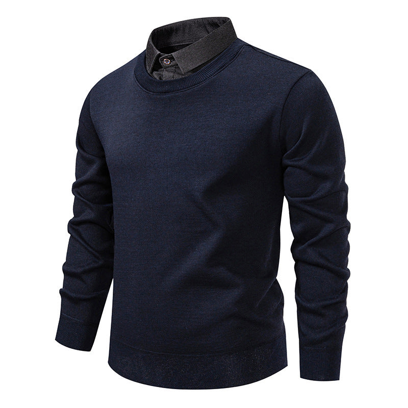 Herren nan Feinstrickpullover mit integriertem Hemdkragen und schmaler Silhouette Echo Archiv