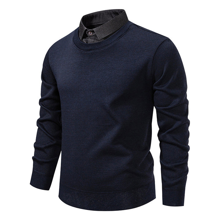 Herren nan Feinstrickpullover mit integriertem Hemdkragen und schmaler Silhouette Echo Archiv