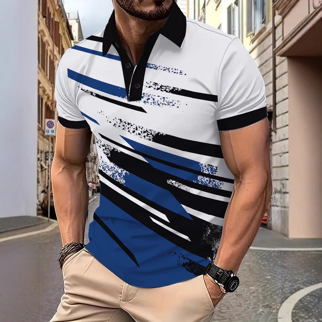 Herren Kurzarm Poloshirt mit dynamischem Streifenmuster Echoarchiv