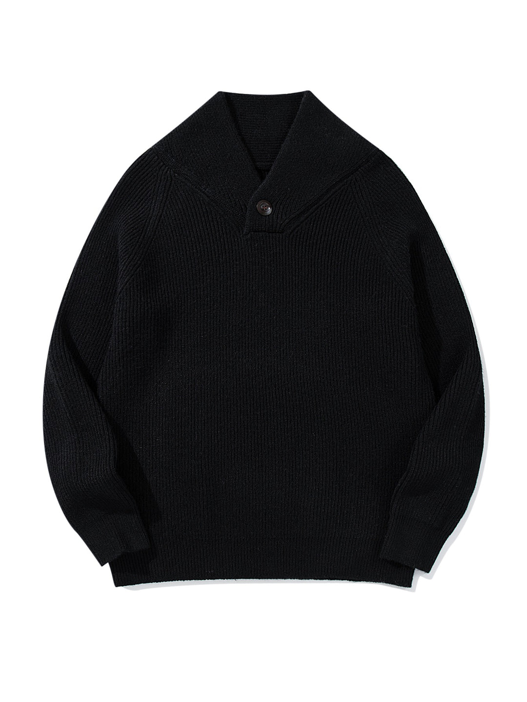 Unisex Gerippter Shawlkragen-Pullover mit Ein-Knopf-Detail Echoarchiv