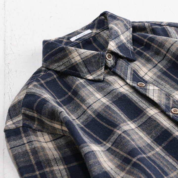 Herren kariertes Flanell-Overshirt im Relaxed-Fit mit kontrastierter Brusttasche Echoarchiv