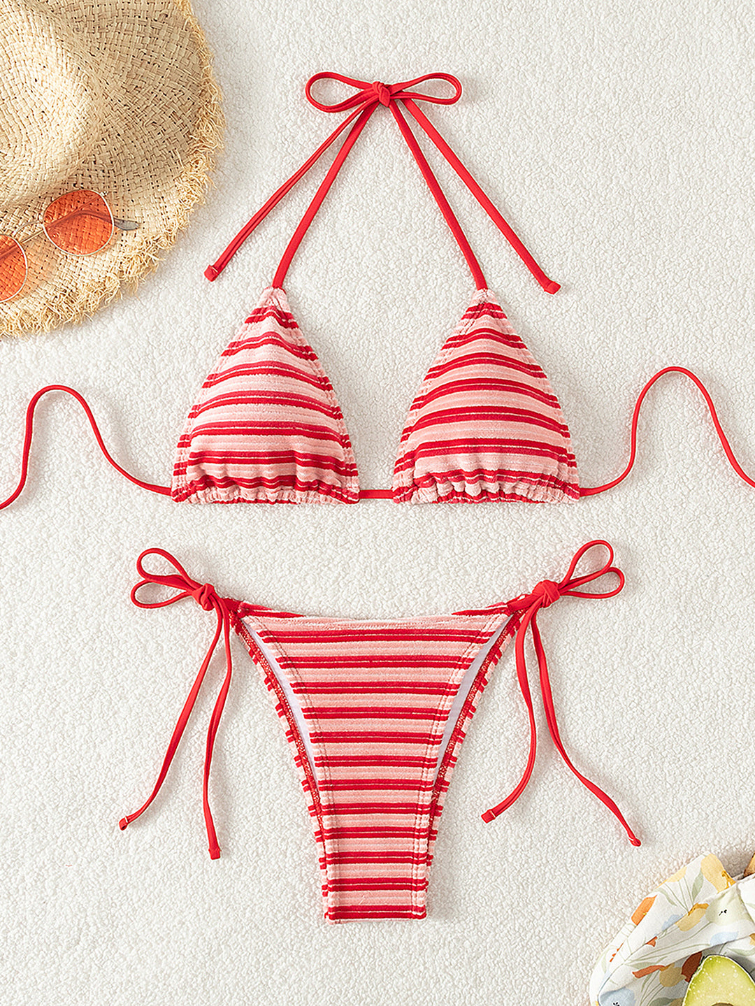 Damen gestreiftes Bikini-Set mit verstellbaren Trägern Echo Archiv