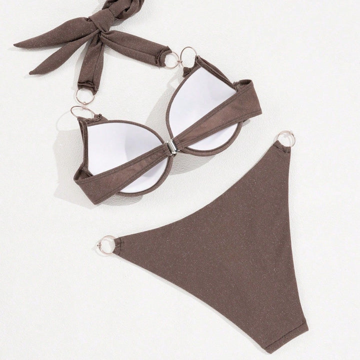 Damen Triangel-Bikini mit goldenen Ringakzenten Echo Archiv