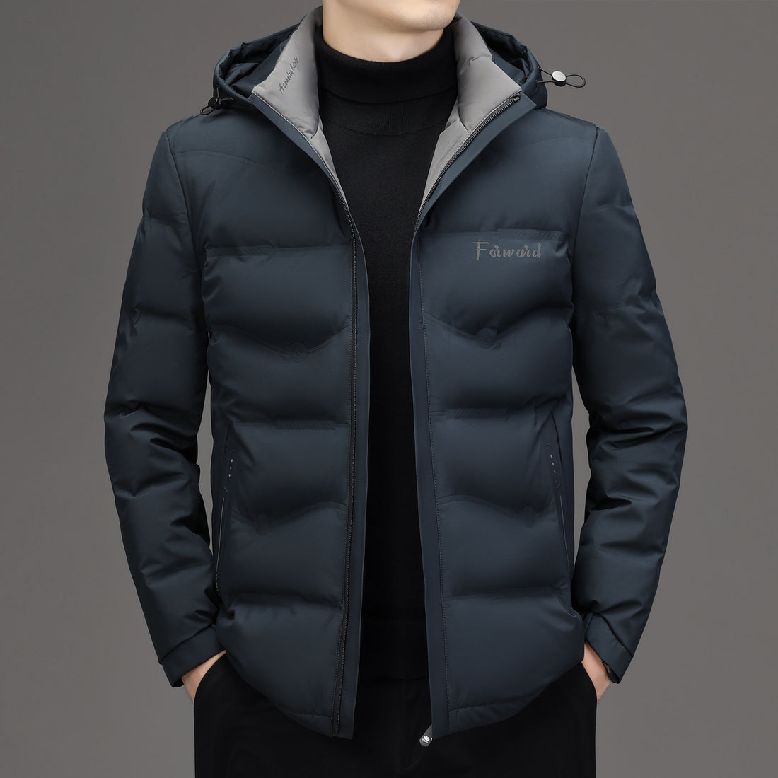 Herren Steppjacke mit Kapuze und schlanker Thermofütterung – Marzano