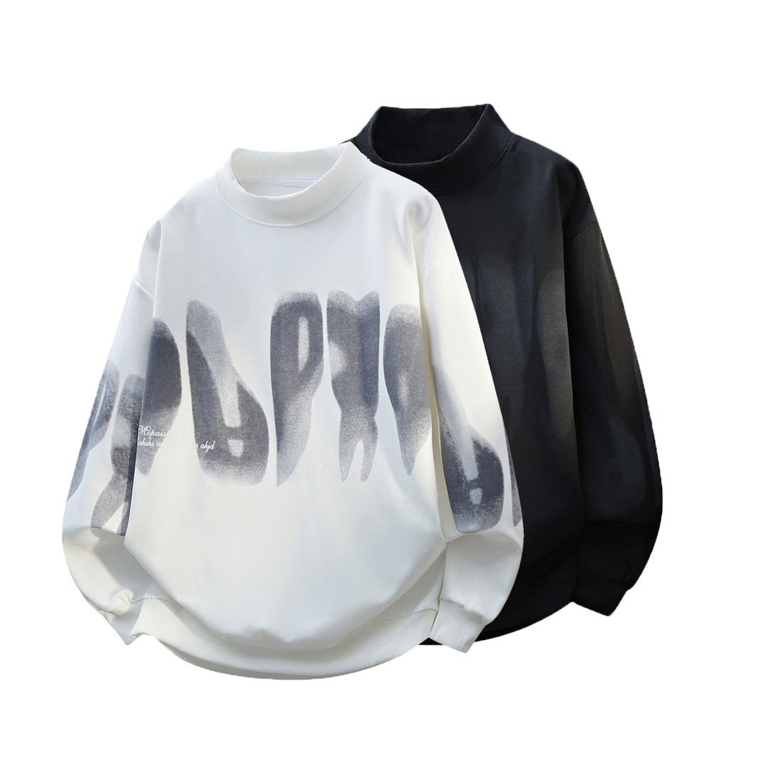 Unisex Oversize-Rundhals-Sweatshirt mit Stehkragen, abstraktem Print & gerippten Bündchen Echoarchiv