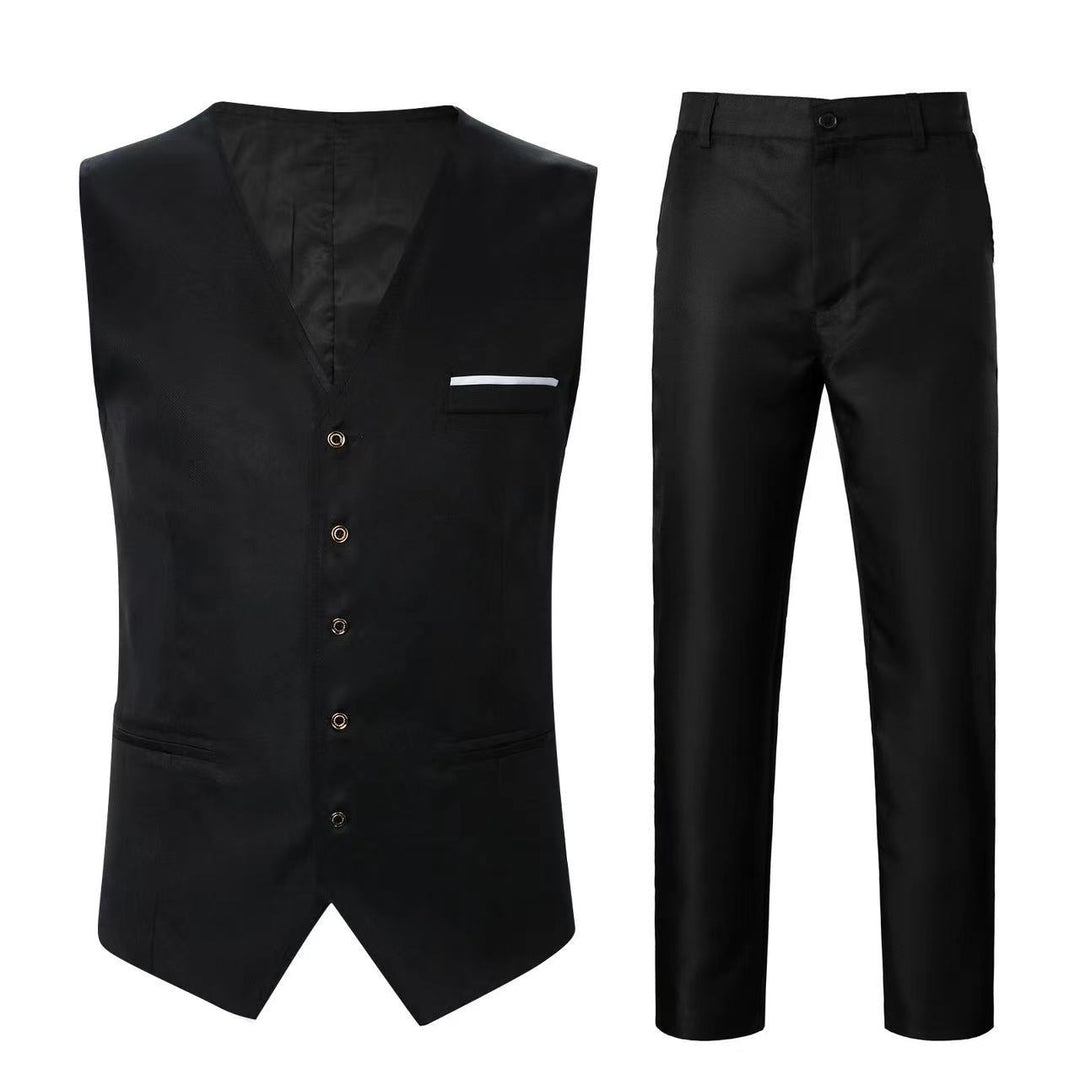 Herren nan elegante Satinweste mit V-Ausschnitt und schmal geschnittene Anzughose Echo Archiv