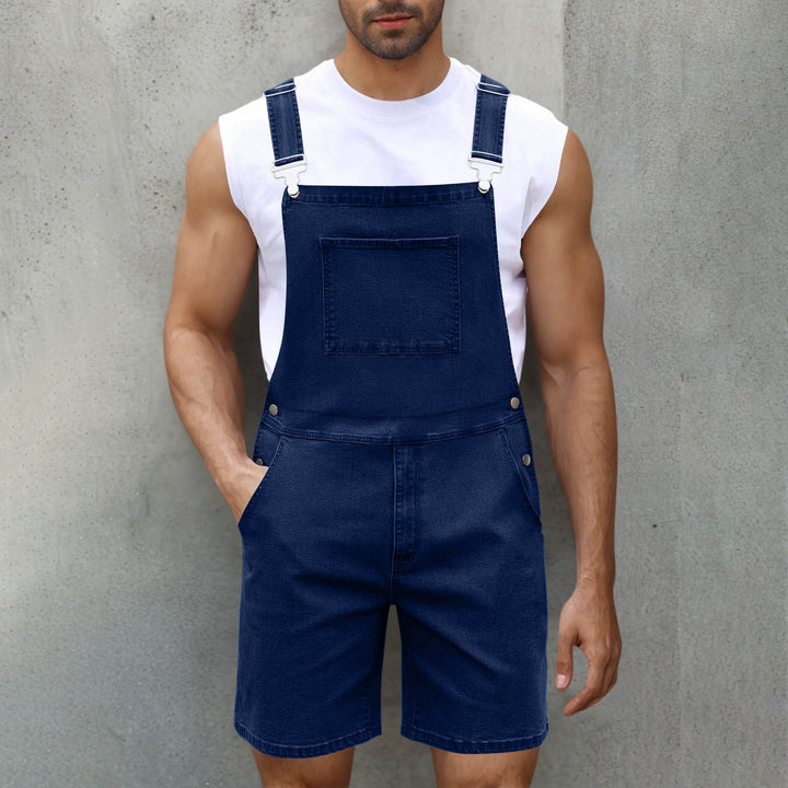 Herren Denim-Latzshorts mit modernen Taschen und verstellbaren Trägern Echo Archiv