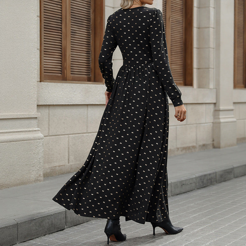 Damen Elegantes Maxi-Wickelkleid mit Spitzenbesatz, hohem Brustbund und gerafftem Volumenrock – Valéora