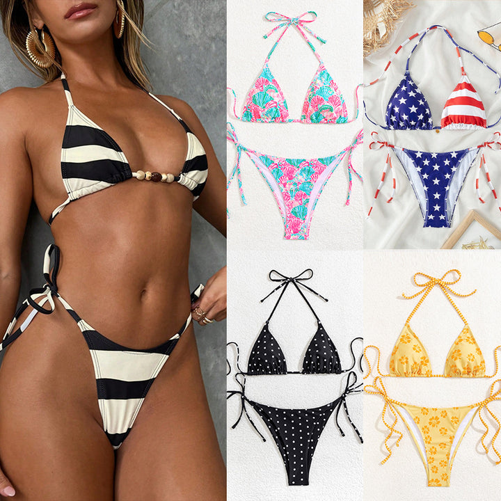 Damen Triangel-Bikini mit Punkten und verstellbaren Bändern Echo Archiv