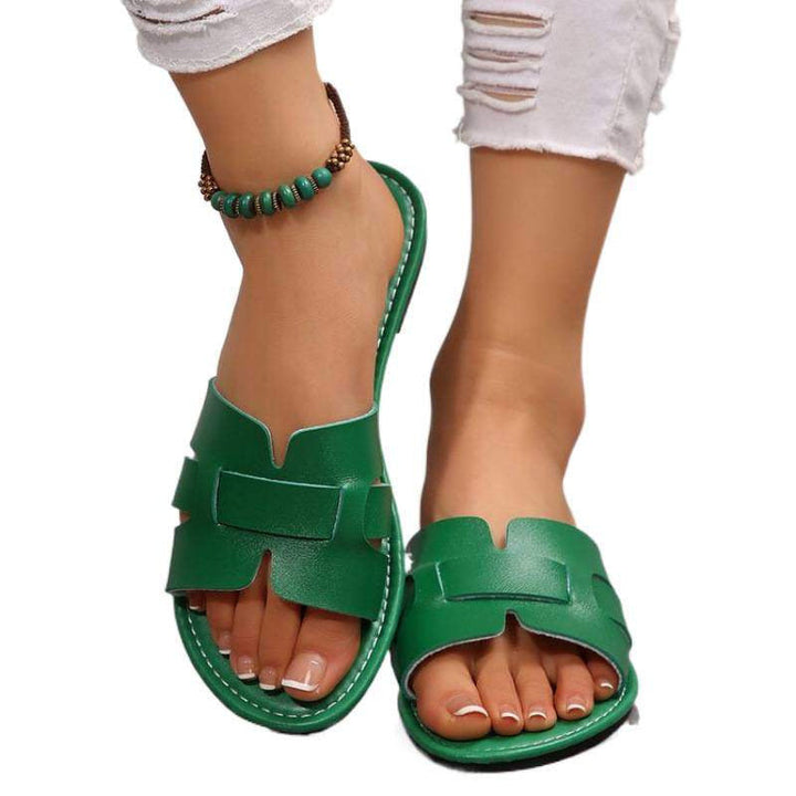Damen nan flache Pantolette mit geschlitztem Riemen-Design und gepolstertem Komfortfußbett Echoarchiv