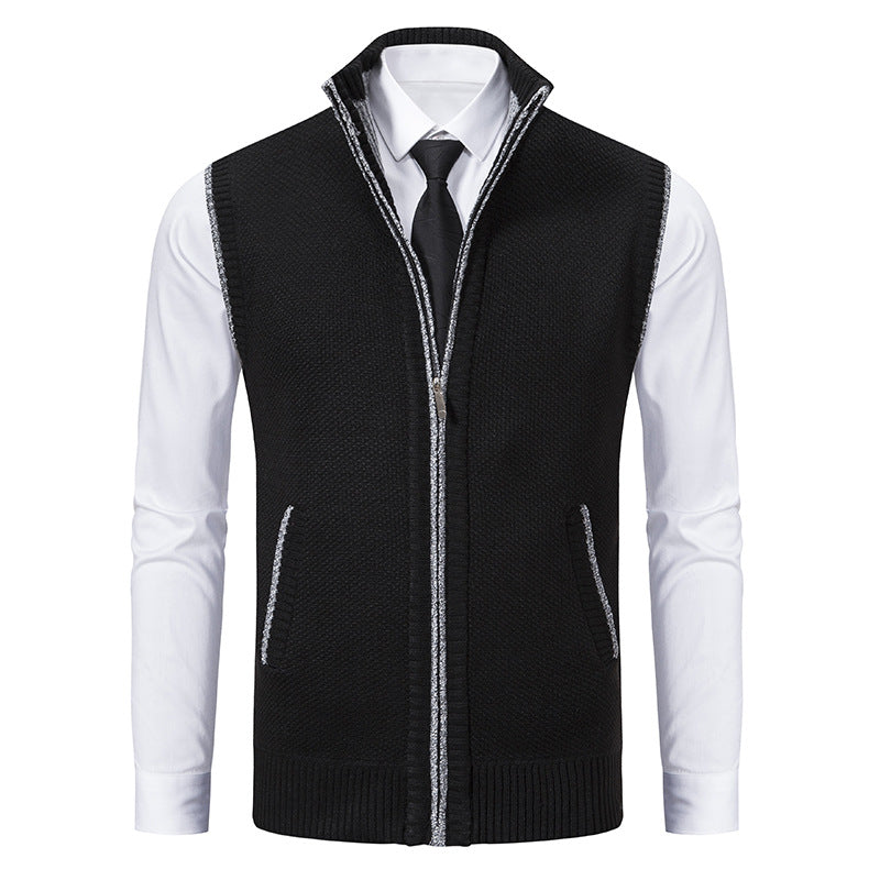 Herren nan elegante Strickweste mit Stehkragen und verdecktem Reißverschluss Echo Archiv