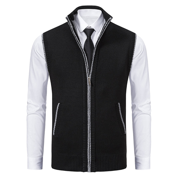 Herren nan elegante Strickweste mit Stehkragen und verdecktem Reißverschluss Echo Archiv