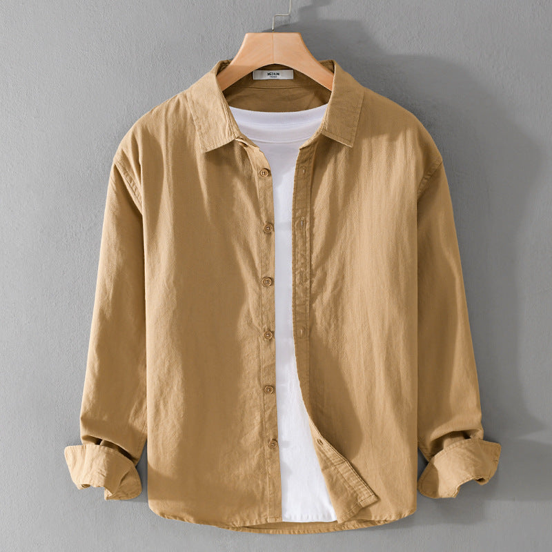 Herren Minimalistisches Leichtes Baumwoll-Überhemd im Relaxed-Look mit abgerundetem Saum Echoarchiv
