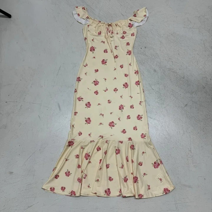 Damen Maxikleid mit floralen Rüschen und elegantem Schnitt Echo Archiv