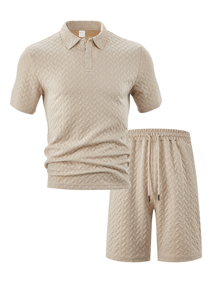 Herren Polo-Shorts-Set aus atmungsaktivem Strukturmaterial mit modischem Design Echoarchiv